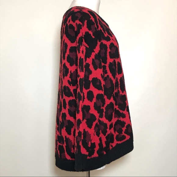 APT. 9 Red & Black Animal Print Sweater - Picture 3 of 7